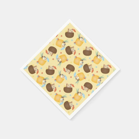 Serviette En Papier Pina Colada Pineappy Chiens de noix de coco Motif (Coin)