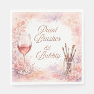Serviette En Papier Pinceaux & Peinture aquarelle rose pétillante & Si