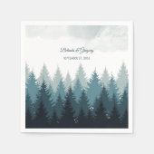 Serviette En Papier Pine Arbre Aquarelle Forêt Mariage rustique (Devant)