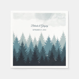 Serviette En Papier Pine Arbre Aquarelle Forêt Mariage rustique