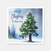 Serviette En Papier Pine Arbre avec Aquarelle de neige Peinture Noël (Devant)