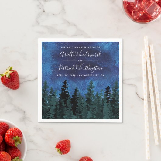 Serviette En Papier Pine Arbres Aquarelle Rustique Mariage serviettes (En situation)