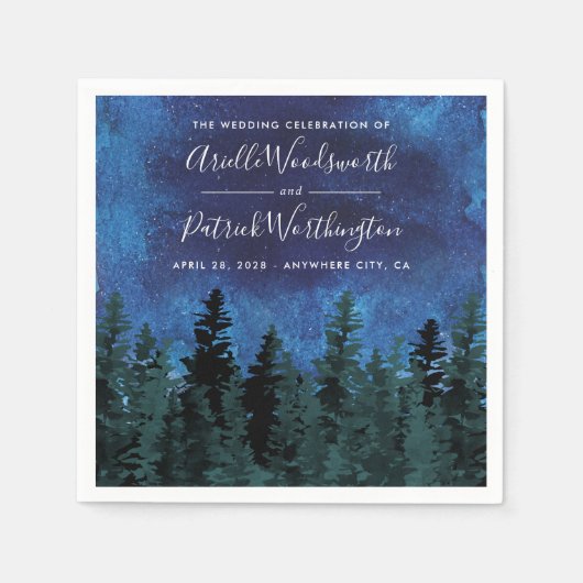 Serviette En Papier Pine Arbres Aquarelle Rustique Mariage serviettes (Devant)