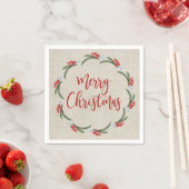 Serviette En Papier Pine Berries Fleurs Joyeux Papier de Noël (En situation)