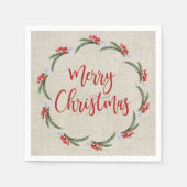 Serviette En Papier Pine Berries Fleurs Joyeux Papier de Noël (Devant)