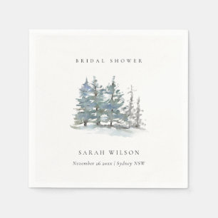 Serviette En Papier Pine Bleue Vert Poumon Dusky Fête des mariées Bois