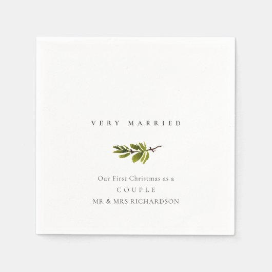 Serviette En Papier Pine Branch Notre premier Noël très marié (Devant)