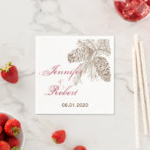 Serviette En Papier Pine Cone Nature Mariage Napkin (En situation)