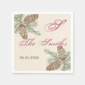 Serviette En Papier Pine Cone Nature sur Crème Mariage Napkin (Devant)