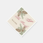 Serviette En Papier Pine Cone Nature sur Crème Mariage Napkin (Coin)
