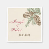 Serviette En Papier Pine Cone Nature sur Crème Mariage Napkin (Devant)