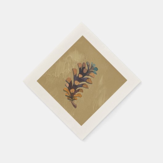 Serviette En Papier Pine Cône sur Taupe Fall Napkin (Coin)