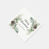 Serviette En Papier Pine cônes blanc vert Noël (Coin)