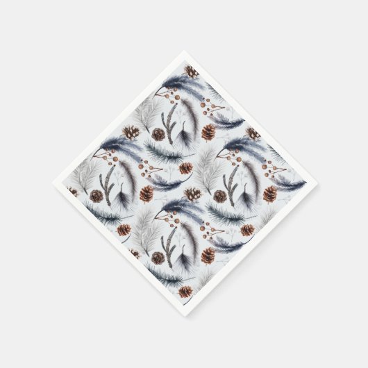 Serviette En Papier Pine Cones et aiguilles de pin Noël Motif (Coin)
