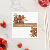 Serviette En Papier Pine Cones et Berries Thanksgiving (En situation)