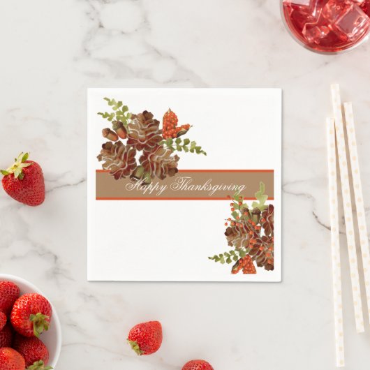 Serviette En Papier Pine Cones et Berries Thanksgiving (En situation)