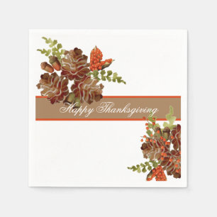 Serviette En Papier Pine Cones et Berries Thanksgiving