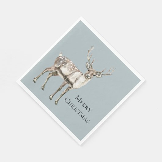 Serviette En Papier Pine de Noël Vert Cerf Rustique (Coin)