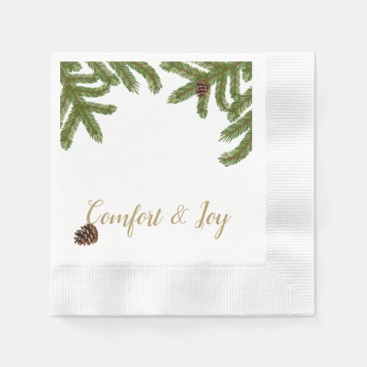 Serviette En Papier Pine de vacances Boughs Confort et Joy Papier Napk (Devant)
