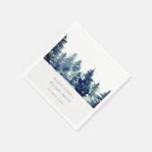 Serviette En Papier Pine d'hiver Forêt de neige Mariage d'aquarelle (Coin)