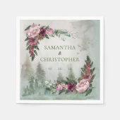 Serviette En Papier Pine Forest Dusty Rose Mariage d'aquarelle (Devant)