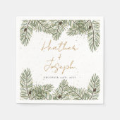 Serviette En Papier Pine & Gold Noël Foliage Mariage festif (Devant)