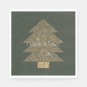 Serviette En Papier Pine Green Gold Glitzy Parties scintillant Arbre d (Devant)