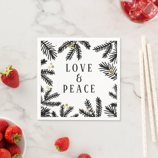 Serviette En Papier Pine Noire & Or et Berries Holiday (En situation)