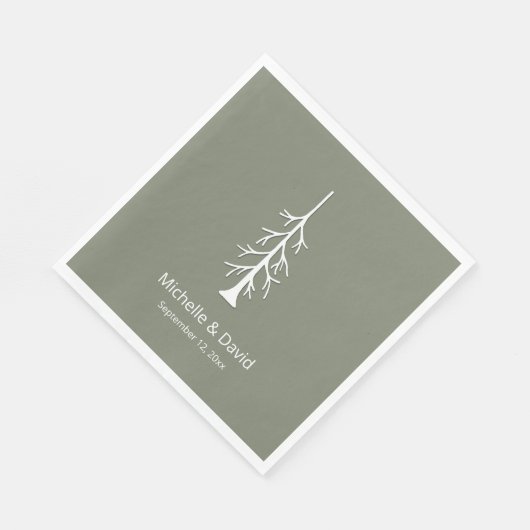 Serviette En Papier Pine rustique Sage Vert Mariage Décontracté (Coin)