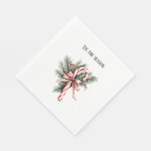 Serviette En Papier Pine Tree Candy Cane Red Christmas (Coin)