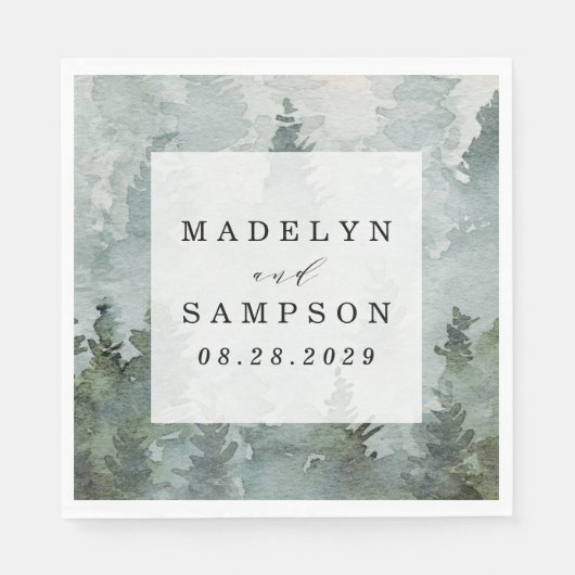 Serviette En Papier Pine Tree Forest Russe Aquarelle Mariage à thème (Devant)