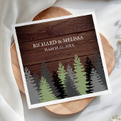 Serviette En Papier Pine Trees Bois rustique Mariage d'hiver