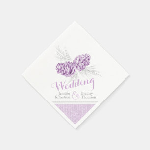 Serviette En Papier Pine violette cône d'hiver serviettes de mariage