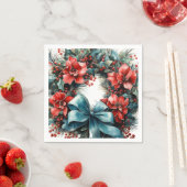 Serviette En Papier Pine Wreath avec Holly Christmas (En situation)