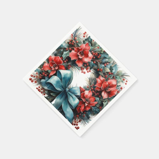 Serviette En Papier Pine Wreath avec Holly Christmas (Coin)