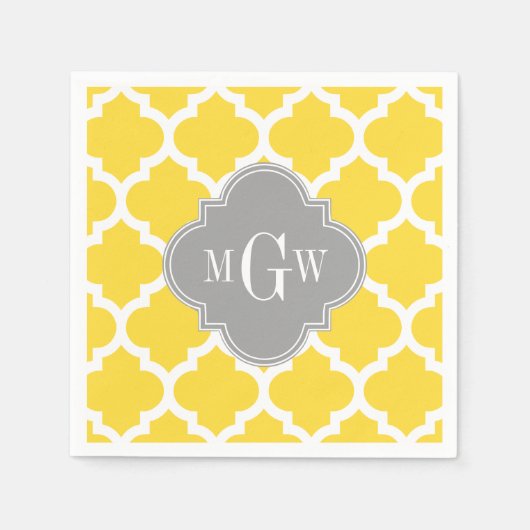 Serviette En Papier Pineapple Moroccan #5 Dk Gray 3 Première monogrami (Devant)