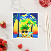 SERVIETTE EN PAPIER PINEAPPLE ON THE BEACH (En situation)