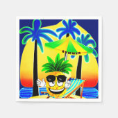 SERVIETTE EN PAPIER PINEAPPLE ON THE BEACH (Devant)