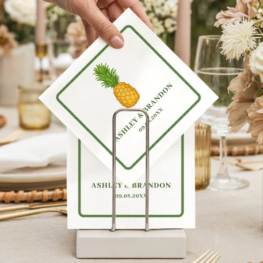 Serviette En Papier Pineapple Tropical Beach Coastal Retro Wedding