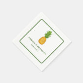 Serviette En Papier Pineapple Tropical Beach Coastal Retro Wedding (Coin)