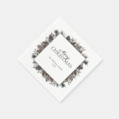 Serviette En Papier Pinecone d'hiver noir rustique Joyeux Noël (Coin)