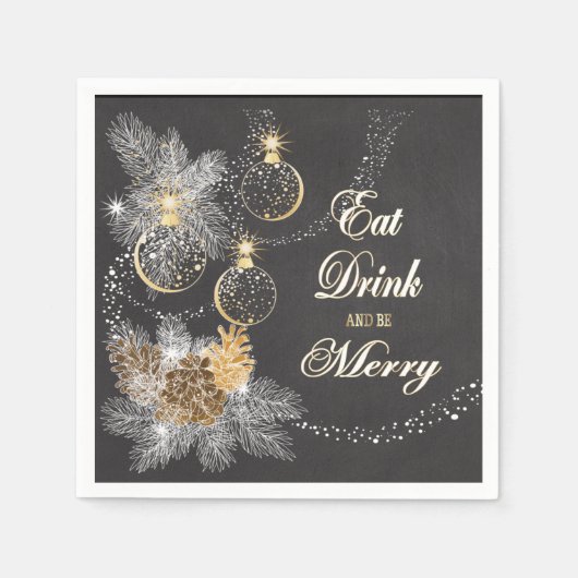 Serviette En Papier Pinecone Ornements Chalkboard Noël (Devant)