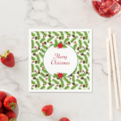 Serviette En Papier Pinecones de Noël personnalisées et baies rouges (En situation)