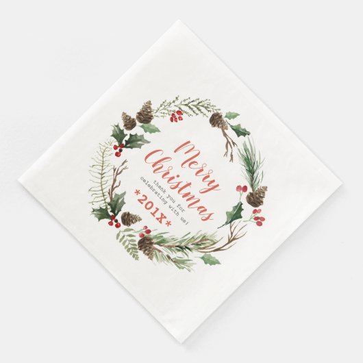 Serviette En Papier Pinecones rustiques et vertes de feuillage Serres  (Coin)