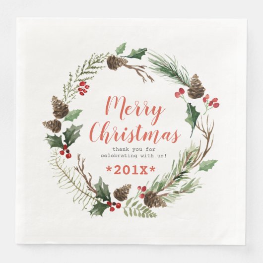 Serviette En Papier Pinecones rustiques et vertes de feuillage Serres  (Devant)