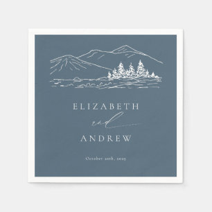 Serviette En Papier Pinède Forêt Rustique Montagnes Mariage
