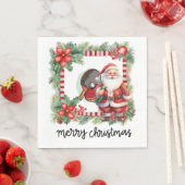 Serviette En Papier Ping Pong Table Tennis Thème de Noël (En situation)