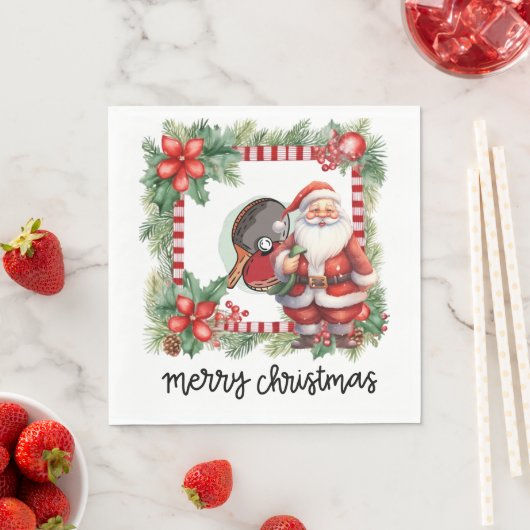 Serviette En Papier Ping Pong Table Tennis Thème de Noël (En situation)