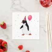 Serviette En Papier Pingouin Avec Papier Ballotte Rose Napkin (En situation)