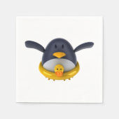 Serviette En Papier Pingouin Avec Papier Caoutchouc (Devant)